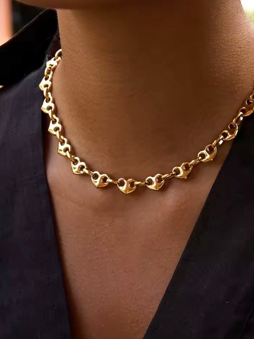 Gold Heart Link Necklace